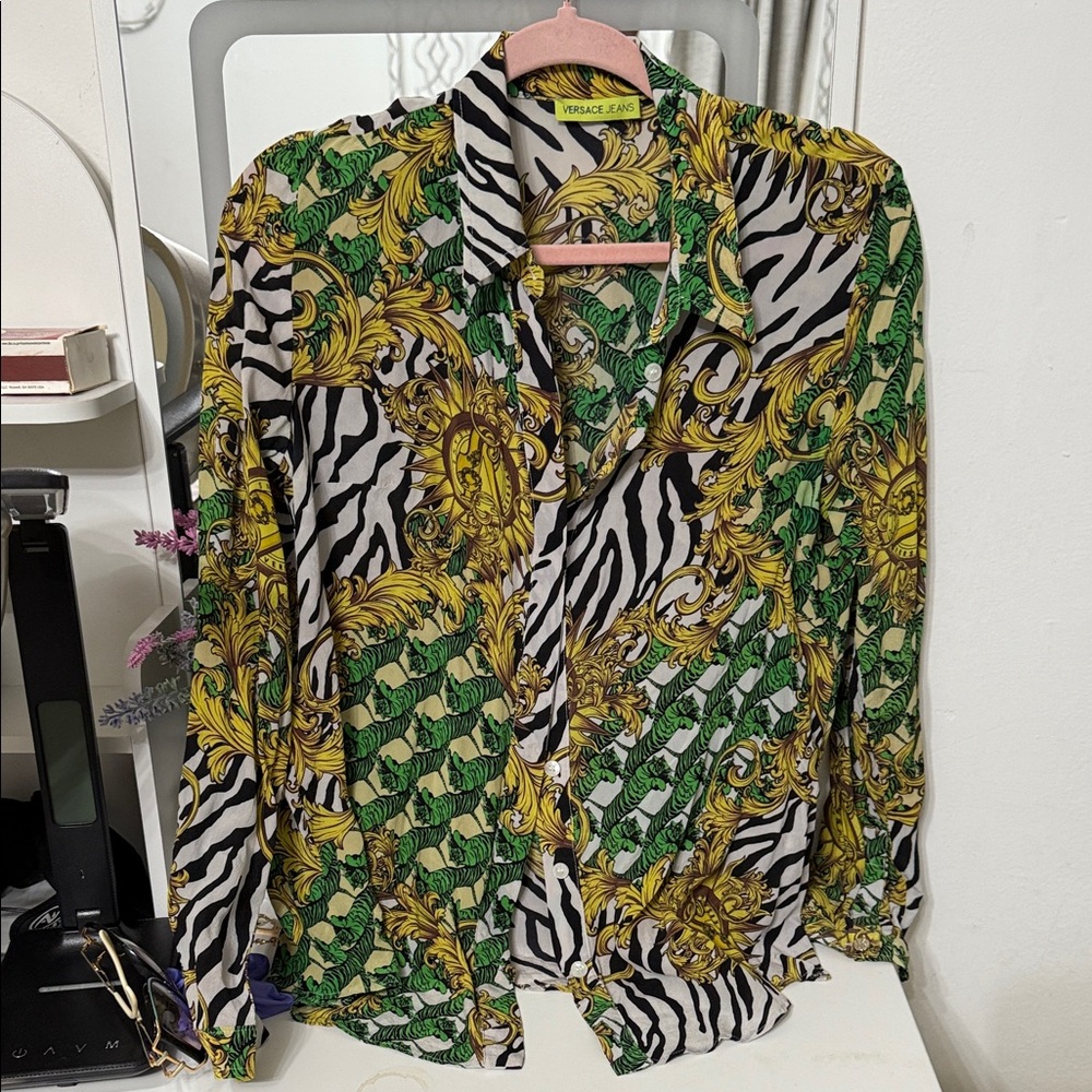 Versace Jeans Collection Floral and Zebra Print Shirt